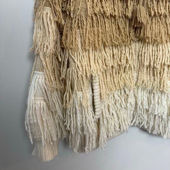 Jen's Pirate Booty Berber Fringe Cardigan Sweater Bomber Jacket Boho Small - Picture 6 of 8